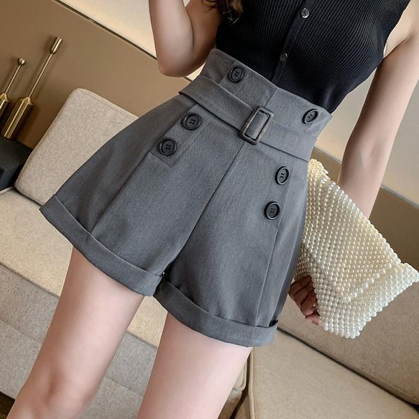women's shorts summer korean style 2021 women high waisted double breasted grey black , female woman roll up fashion, White;black
women's shorts summer korean style 2021 women high waisted double breasted grey black , female woman roll up fashion, White;black