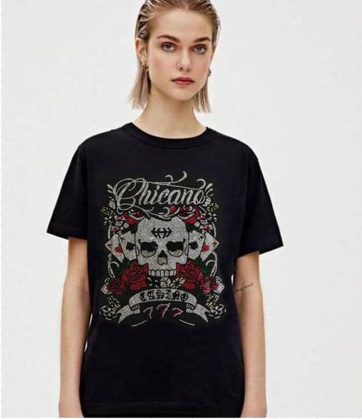 women's t-shirt flower and cool skull woman summer casual tshirt drill loose short t-shirt, White
women's t-shirt flower and cool skull woman summer casual tshirt drill loose short t-shirt, White