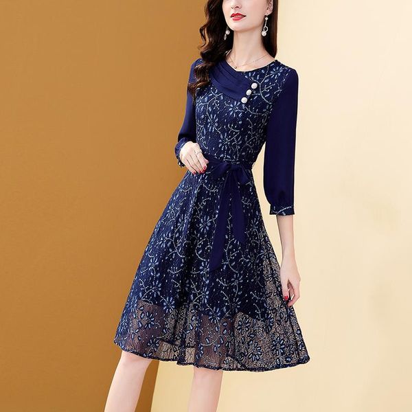 casual dresses women's embroidery blue chiffon dress autumn a-line bohemian slim lace mid-length belt patchwork vestidos, Black;gray
casual dresses women's embroidery blue chiffon dress autumn a-line bohemian slim lace mid-length belt patchwork vestidos, Black;gray