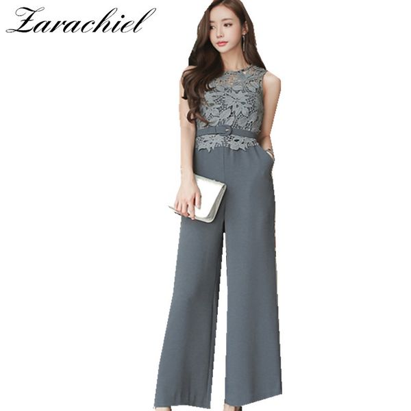 summer lace patchwork grey women sleeveless belt high waist one piece long pant wide leg jumpsuit office femme 210416, Black;white
summer lace patchwork grey women sleeveless belt high waist one piece long pant wide leg jumpsuit office femme 210416, Black;white