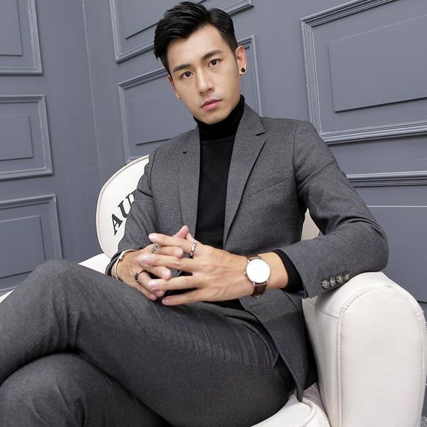 men's suits & blazers 2021 spring fashion men suit slim fit wedding for groom jackets pants set male solid color casual man w462, White;black
men's suits & blazers 2021 spring fashion men suit slim fit wedding for groom jackets pants set male solid color casual man w462, White;black