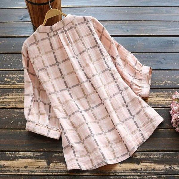 women's blouses & shirts arrival summer women loose casual plaid print cotton button design blouse all-matched half sleeve stand collar, White
women's blouses & shirts arrival summer women loose casual plaid print cotton button design blouse all-matched half sleeve stand collar, White