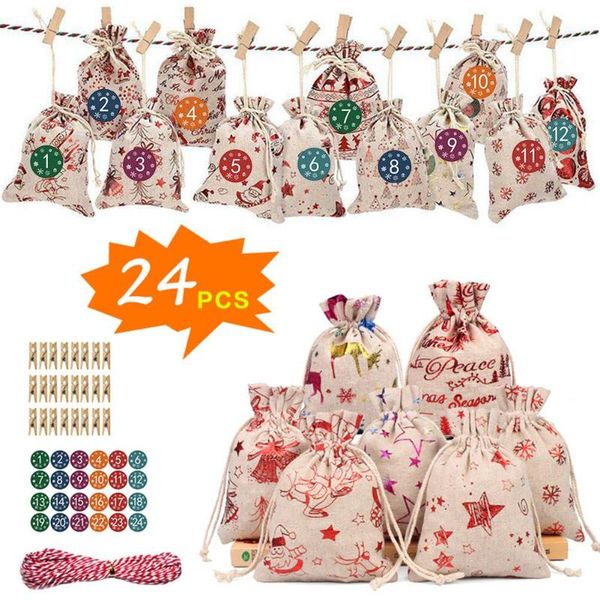 christmas decorations advent calendar bags set 24 days burlap candy gift pouch with clips drawstring decoration
christmas decorations advent calendar bags set 24 days burlap candy gift pouch with clips drawstring decoration