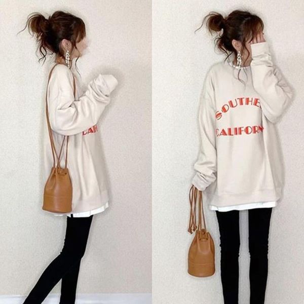 women's hoodies & sweatshirts 2021 casual letter printed loose hooded korean japan autumn long sleeve oversized pullover, Black
women's hoodies & sweatshirts 2021 casual letter printed loose hooded korean japan autumn long sleeve oversized pullover, Black