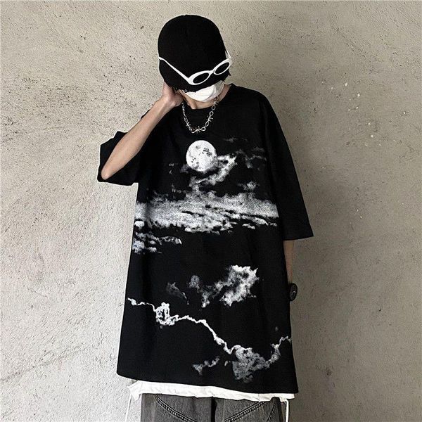 men's t-shirts high street short-sleeved t-shirt trend dark cloud moon printing vintage men wpmen student large size loose hip hop bott, White;black
men's t-shirts high street short-sleeved t-shirt trend dark cloud moon printing vintage men wpmen student large size loose hip hop bott, White;black