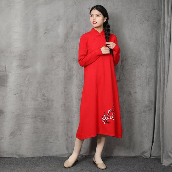 casual dresses lzjn 2021 elegant women knit sweater dress chinese cheongsam qipao style modern embroidery ladies red black long, Black;gray
casual dresses lzjn 2021 elegant women knit sweater dress chinese cheongsam qipao style modern embroidery ladies red black long, Black;gray