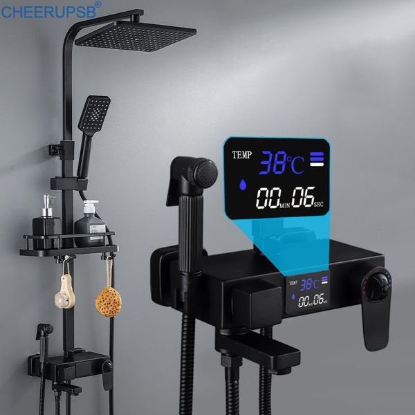 thermostatic shower system bathroom digital set wall mount cold mixer bath faucet rainfall full kit suit ducha doccia sets
thermostatic shower system bathroom digital set wall mount cold mixer bath faucet rainfall full kit suit ducha doccia sets