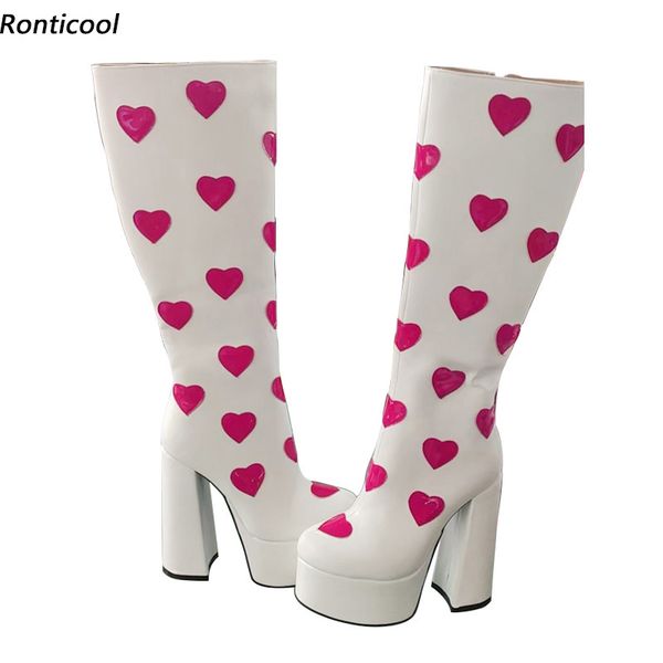 rontic handmade women winter knee boots heart shaped waterproof chunky heels round toe boutique white shoes plus us size 5-15, Black
rontic handmade women winter knee boots heart shaped waterproof chunky heels round toe boutique white shoes plus us size 5-15, Black