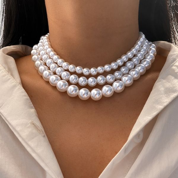 necklace designer elegant vintage white imitation pearl choker necklace for women big round pearls beaded wedding necklace charm, Silver
necklace designer elegant vintage white imitation pearl choker necklace for women big round pearls beaded wedding necklace charm, Silver