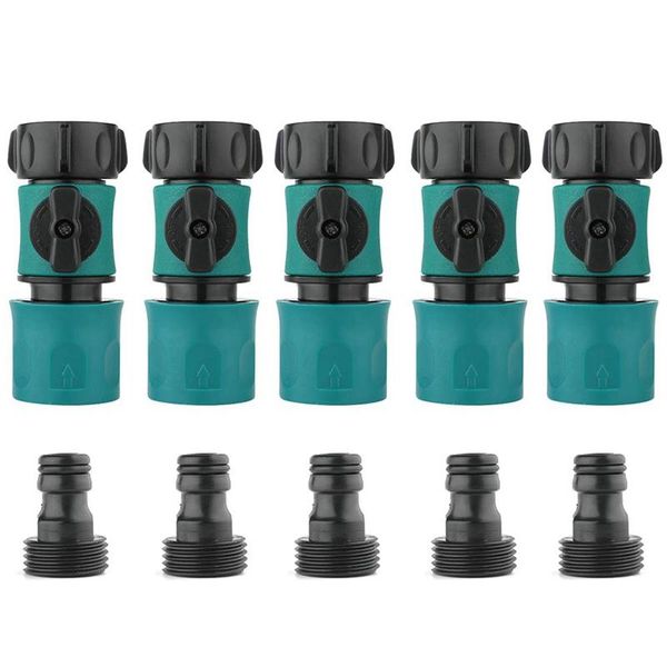 3/4 inch garden hose fitting quick connector male and female set with shut-off valve switch (5 sets/ 10 pack) watering equipments
3/4 inch garden hose fitting quick connector male and female set with shut-off valve switch (5 sets/ 10 pack) watering equipments