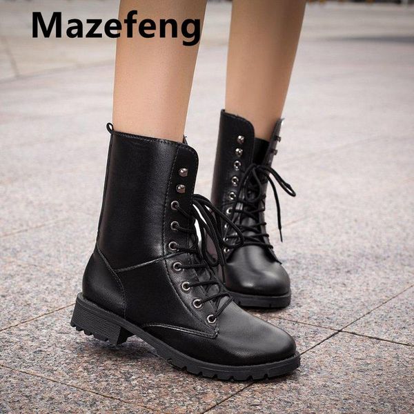mazefeng brand black pu leather ankle boots women autumn winter round toe lace up shoes woman fashion motorcycle platform botas
mazefeng brand black pu leather ankle boots women autumn winter round toe lace up shoes woman fashion motorcycle platform botas