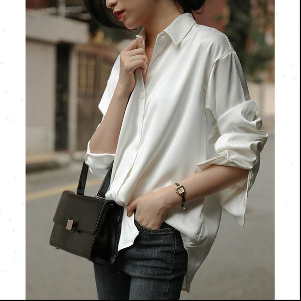 women blouses fashion satin blouse elegant v neck office lady casual long sleeve button shirt chemise femme, White
women blouses fashion satin blouse elegant v neck office lady casual long sleeve button shirt chemise femme, White
