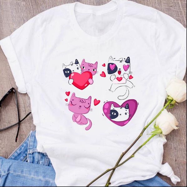 graphic cat pet valentine printed women cartoon clothes floral tees print clothing female t shirt womens, White
graphic cat pet valentine printed women cartoon clothes floral tees print clothing female t shirt womens, White