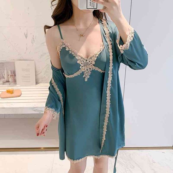 women's sleepwear 2pcs robe set female nightwear lace kimono gown satin bathrobe&chemise summer intimate lingerie nightgown p, Black;red
women's sleepwear 2pcs robe set female nightwear lace kimono gown satin bathrobe&chemise summer intimate lingerie nightgown p, Black;red