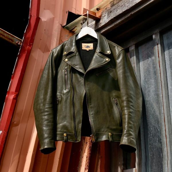 men's leather & faux rare green vegetable tanned sheepskin collar suspension locomotive brief paragraph jackets men, Black
men's leather & faux rare green vegetable tanned sheepskin collar suspension locomotive brief paragraph jackets men, Black