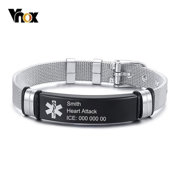 link, chain vnox personalize alert id bracelets for men women black stainless steel bangle mesh band emergency jewelry
link, chain vnox personalize alert id bracelets for men women black stainless steel bangle mesh band emergency jewelry