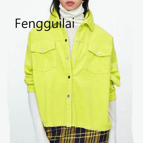 women's jackets 2021 spring women bright green color corduroy jacket loose single breasted coat fashion button down tassel, Black;brown
women's jackets 2021 spring women bright green color corduroy jacket loose single breasted coat fashion button down tassel, Black;brown