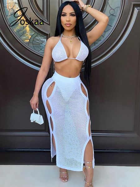 women's swimwear joskaa two piece set women knitted bra hollow out maxi skirt swimsuits summer 2021 fashion vacation beachwear, White;black
women's swimwear joskaa two piece set women knitted bra hollow out maxi skirt swimsuits summer 2021 fashion vacation beachwear, White;black