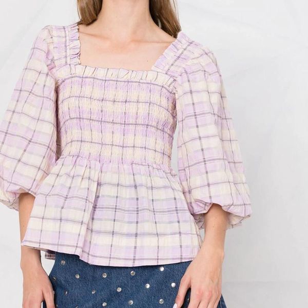 women's blouses & shirts plaid blouse &square collar lantern sleeve sweet all-match ladies 2021, White
women's blouses & shirts plaid blouse &square collar lantern sleeve sweet all-match ladies 2021, White