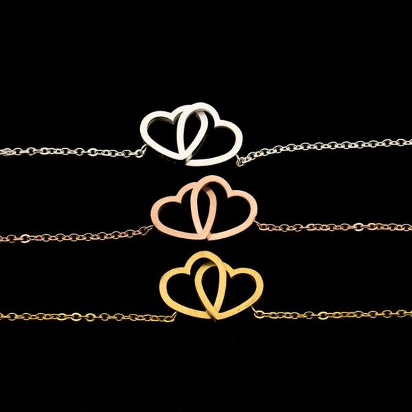 link, chain 10pcs lovers jewelry stainless steel double heart charms bracelet femme bridesmaid gifts gold color pulseras mujer, Black
link, chain 10pcs lovers jewelry stainless steel double heart charms bracelet femme bridesmaid gifts gold color pulseras mujer, Black