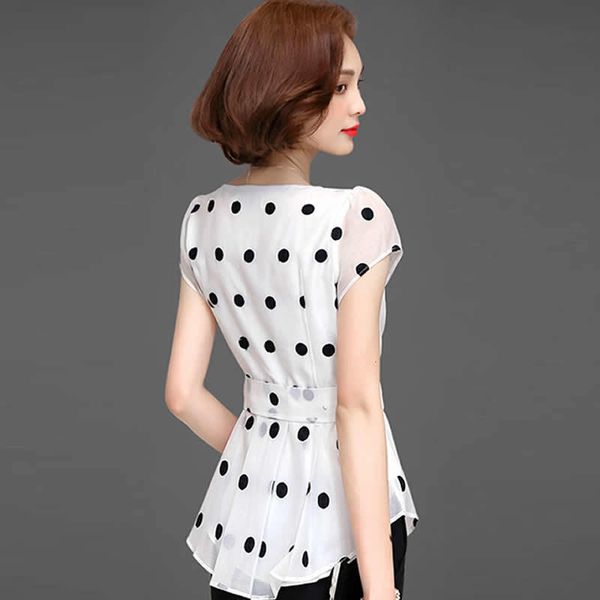 women casual summer style chiffon blouses shirts lady short sleeve o-neck polka dot printed blusas df2824, White
women casual summer style chiffon blouses shirts lady short sleeve o-neck polka dot printed blusas df2824, White