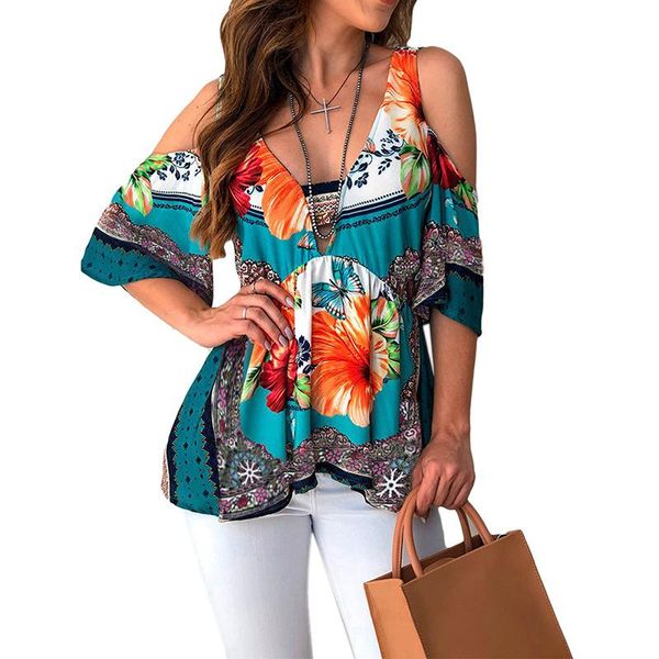 women's blouses & shirts 2021 summer women loose casual shirt v-neck boho blouse half sleeve cold off shoulder lady floral print plus s, White
women's blouses & shirts 2021 summer women loose casual shirt v-neck boho blouse half sleeve cold off shoulder lady floral print plus s, White