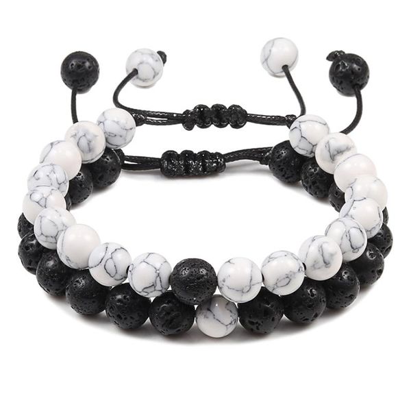 beaded, strands 2pcs/set braided bracelets men natural stone yingyang lava bead bracelet yoga bangles friend jewelry couple gift set unisex, Black 
beaded, strands 2pcs/set braided bracelets men natural stone yingyang lava bead bracelet yoga bangles friend jewelry couple gift set unisex, Black