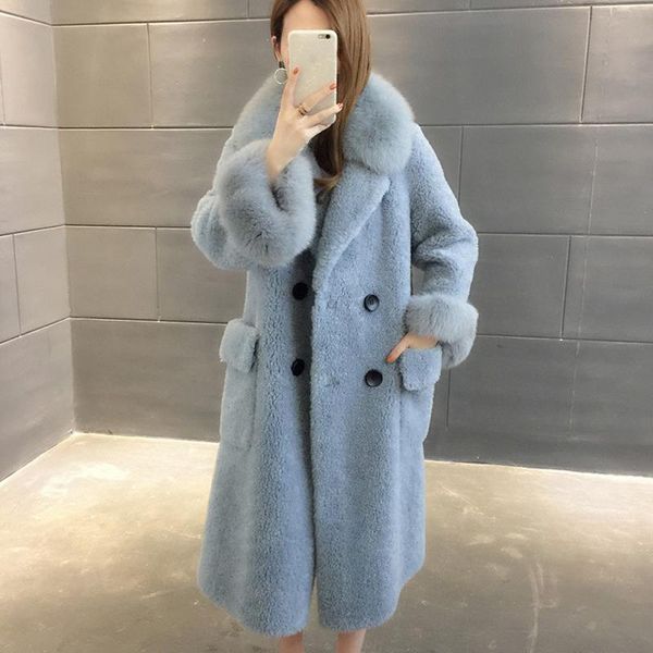 women's fur & faux sheep sheared cashmere coat middle long collar one lamb jacket fashion warm thick overcoat, Black
women's fur & faux sheep sheared cashmere coat middle long collar one lamb jacket fashion warm thick overcoat, Black