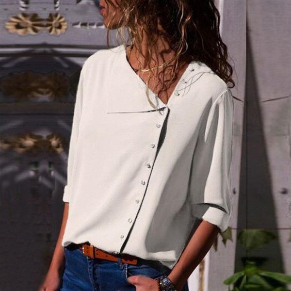 women's blouses & shirts chiffon blouse fashion long sleeve women and skew collar solid office shirt casual blusas chemise femme, White
women's blouses & shirts chiffon blouse fashion long sleeve women and skew collar solid office shirt casual blusas chemise femme, White