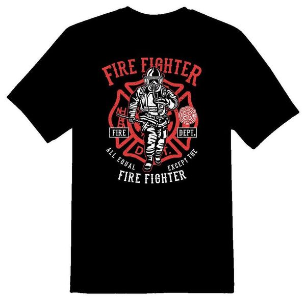 fire fighter all equal fire dept tee shirt black or white, White;black