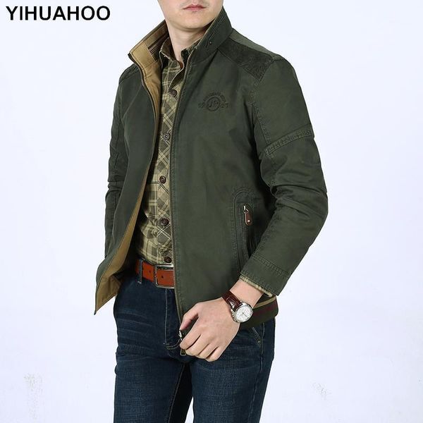 men's jackets yihuahoo casual jacket men spring autumn multi-pockets windproof cargo pure cotton coats reversable bomber xzl-615, Black;brown
men's jackets yihuahoo casual jacket men spring autumn multi-pockets windproof cargo pure cotton coats reversable bomber xzl-615, Black;brown