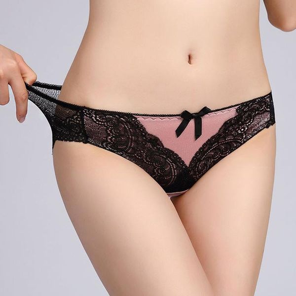 women's panties skin-friendly satin hip lace hollow translucent women seamless stitching, Black;pink
women's panties skin-friendly satin hip lace hollow translucent women seamless stitching, Black;pink