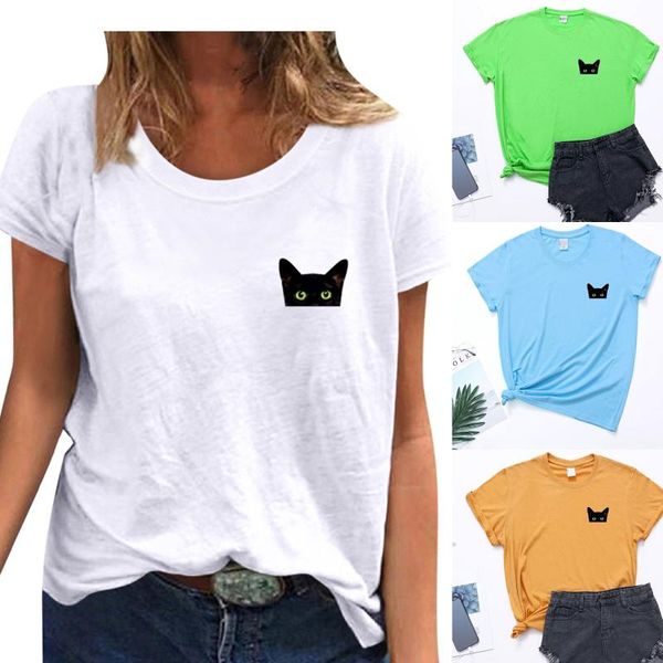 women's t-shirt men's and fashion cat printed loose-fitting casual short sleeve print loose top, White
women's t-shirt men's and fashion cat printed loose-fitting casual short sleeve print loose top, White