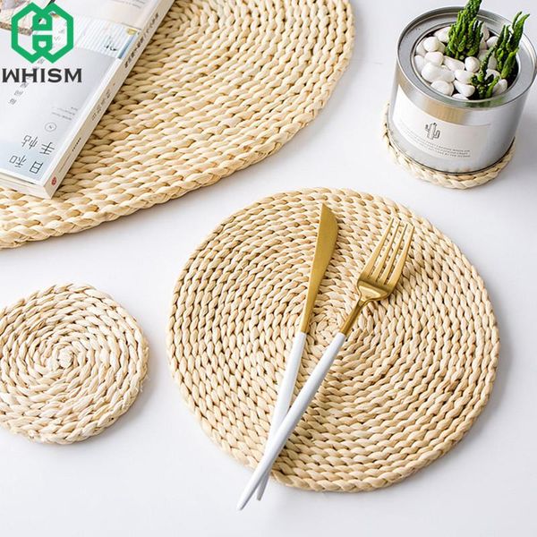 mats & pads hand-woven placemats round straw dining table whism heat insulation pot holder cup coasters kitchen restaurant accessories
mats & pads hand-woven placemats round straw dining table whism heat insulation pot holder cup coasters kitchen restaurant accessories
