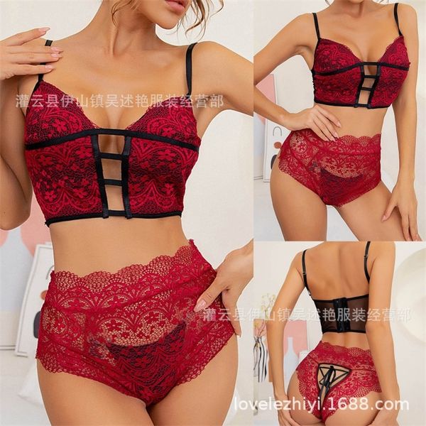 deep v perspective black lace women's three-point seductive backless underwear, Black;white
deep v perspective black lace women's three-point seductive backless underwear, Black;white