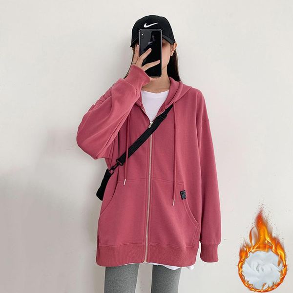 women fleece hoodies sweatshirt 2021 winter solid 100% cotton hooded casual loose zip-up jacket women's & sweatshirts, Black
women fleece hoodies sweatshirt 2021 winter solid 100% cotton hooded casual loose zip-up jacket women's & sweatshirts, Black
