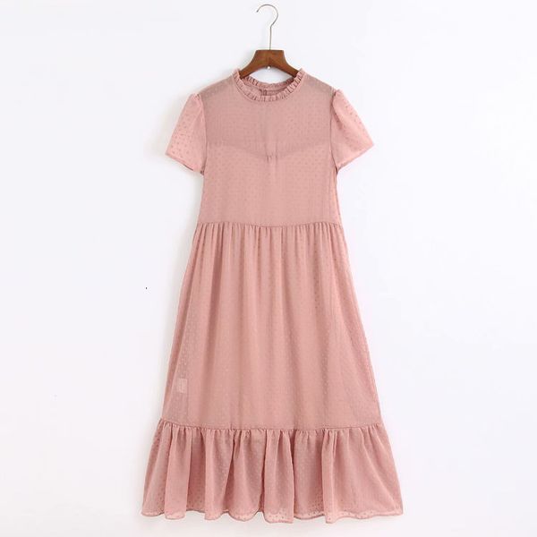 casual dresses pink white polka dot mesh summer long women short sleeve spliced ruffles hem korean fashion, Black;gray
casual dresses pink white polka dot mesh summer long women short sleeve spliced ruffles hem korean fashion, Black;gray