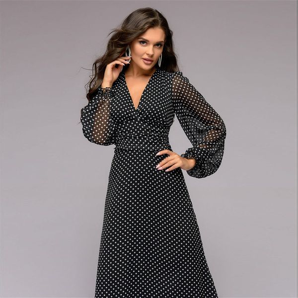 polka dot chiffon long dress women vintage v-neck lantern sleeve ruffles d back silm a-line party dress casual holiday dress, Black;gray
polka dot chiffon long dress women vintage v-neck lantern sleeve ruffles d back silm a-line party dress casual holiday dress, Black;gray