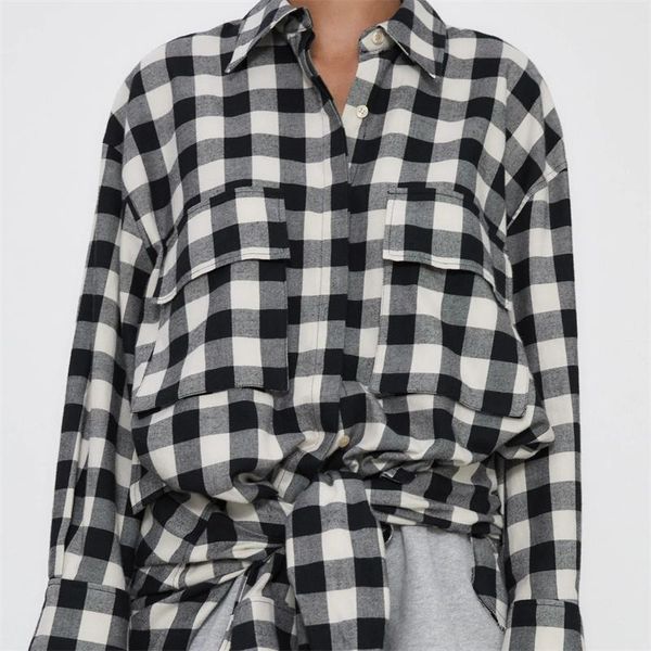 women's blouses & shirts women 2022 fashion pleated trim asymmetrical hem plaid vintage long sleeve female streetwear, White
women's blouses & shirts women 2022 fashion pleated trim asymmetrical hem plaid vintage long sleeve female streetwear, White