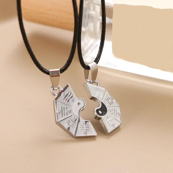 pendant necklaces chinese style friends splicing necklace taiji gossip black white yin yang stainless steel couple leather, Silver
pendant necklaces chinese style friends splicing necklace taiji gossip black white yin yang stainless steel couple leather, Silver