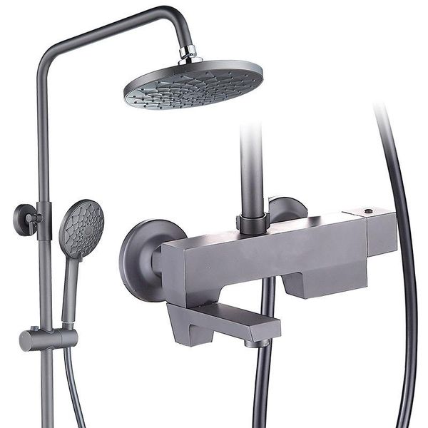 gray brass thermostatic three functions bathtub diverter mixer tap multifunction hand held shower head bathroom faucet sets
gray brass thermostatic three functions bathtub diverter mixer tap multifunction hand held shower head bathroom faucet sets