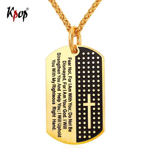 pendant necklaces kpop dog tag cross & gold color stainless steel bible verse christian jewelry valentines gifts for men gp2378, Silver
pendant necklaces kpop dog tag cross & gold color stainless steel bible verse christian jewelry valentines gifts for men gp2378, Silver