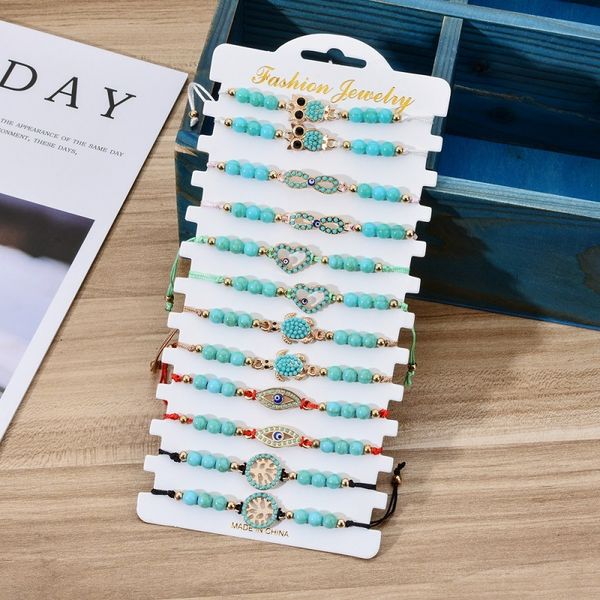 natural turquoise beaded women's 12 piece suit hand woven card bracelet, Golden;silver
natural turquoise beaded women's 12 piece suit hand woven card bracelet, Golden;silver