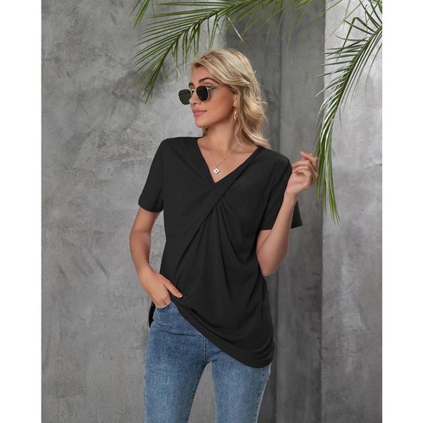 women's blouses & shirts v-neck solid color knotted short-sleeved pullover ladies blouse summer fashion casual slim sweet style for, White
women's blouses & shirts v-neck solid color knotted short-sleeved pullover ladies blouse summer fashion casual slim sweet style for, White