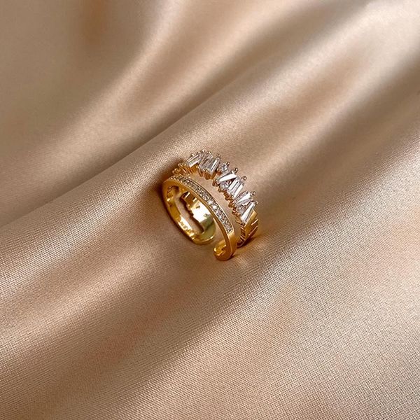 wedding rings luxury zircon gold double student opening for woman 2021 fashion gothic finger jewelry party girl's ring, Slivery;golden 
wedding rings luxury zircon gold double student opening for woman 2021 fashion gothic finger jewelry party girl's ring, Slivery;golden