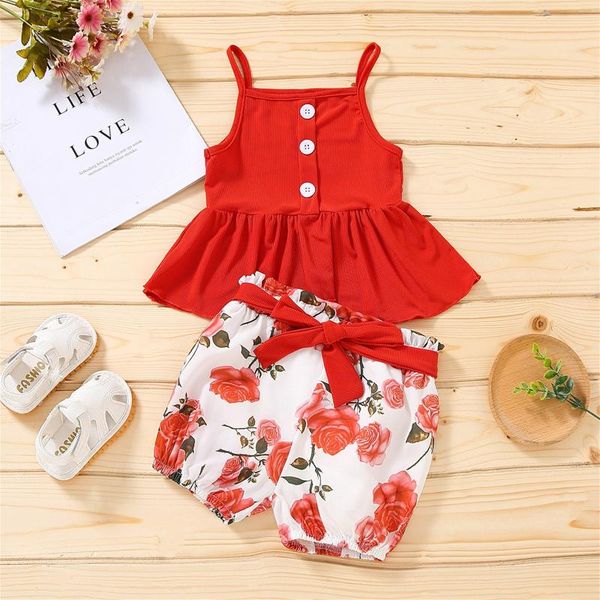clothing sets born baby girl toddler kids button vest floral bowknot shorts outfits set summer cute clothes 2021, White 
clothing sets born baby girl toddler kids button vest floral bowknot shorts outfits set summer cute clothes 2021, White