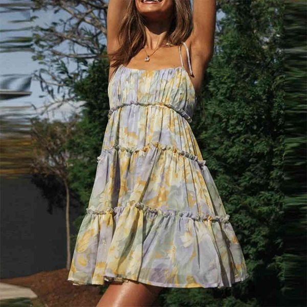 women floral print spaghetti strap mini dress summer backless lace-up female casual ruffles boho beach a-line sundress 210416, Black;gray
women floral print spaghetti strap mini dress summer backless lace-up female casual ruffles boho beach a-line sundress 210416, Black;gray