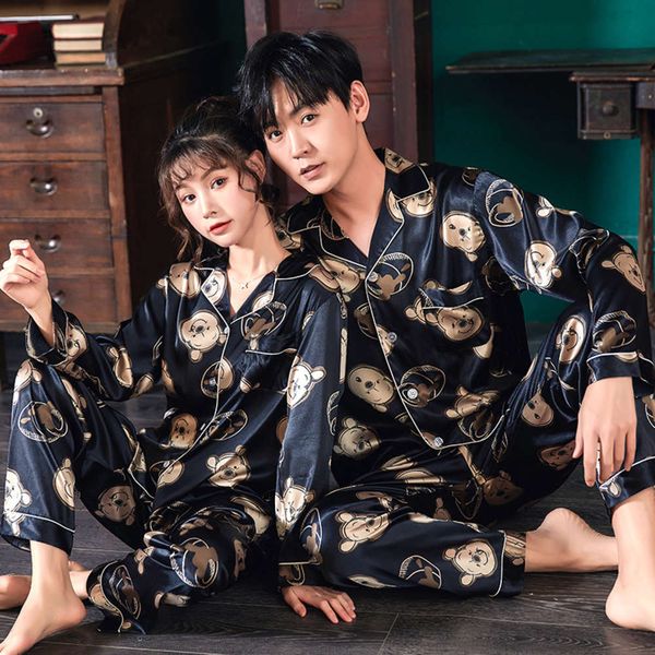 set pair of pajamas silk satin stripped nightgown home pak for lover man woman lover's clothes -3xl, Black;brown
set pair of pajamas silk satin stripped nightgown home pak for lover man woman lover's clothes -3xl, Black;brown