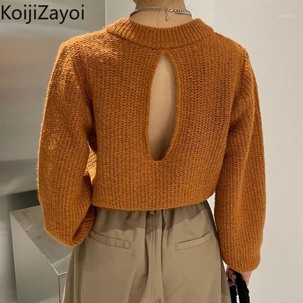 women's sweaters koijizayoi fashion women knitted sweater solid korean lady autmn winter pullovers 2021 outwear jumpers loose retro top, White;black
women's sweaters koijizayoi fashion women knitted sweater solid korean lady autmn winter pullovers 2021 outwear jumpers loose retro top, White;black