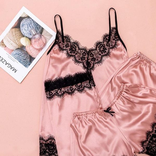 3pcs set casual nightdress women sleepwear silk solid short sleeved pajamas long sleep pants home wear ladies underwear, Black;red
3pcs set casual nightdress women sleepwear silk solid short sleeved pajamas long sleep pants home wear ladies underwear, Black;red